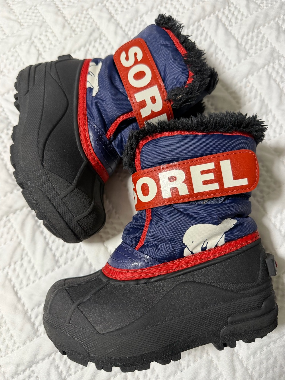 Sorel Toddler Sz 9C Navy Red White Insulated Warm Weatherproof Winter Snow Boots